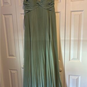 Azazie Strapless Pleated Dress in Sage